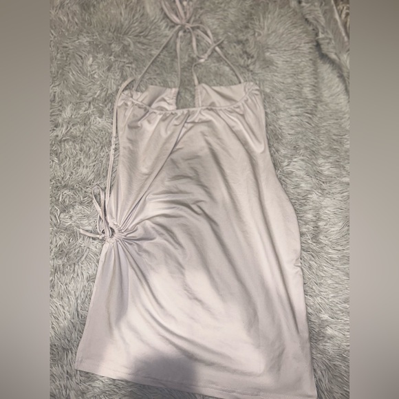 Halter Bodycon Ruched Spaghetti Strap Cut Out Mini Dress - Picture 3 of 3